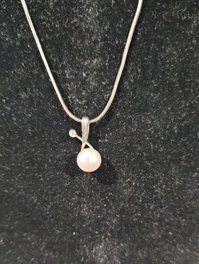 Vintage Pink Pearl Pendant Necklace - Women Jewelry